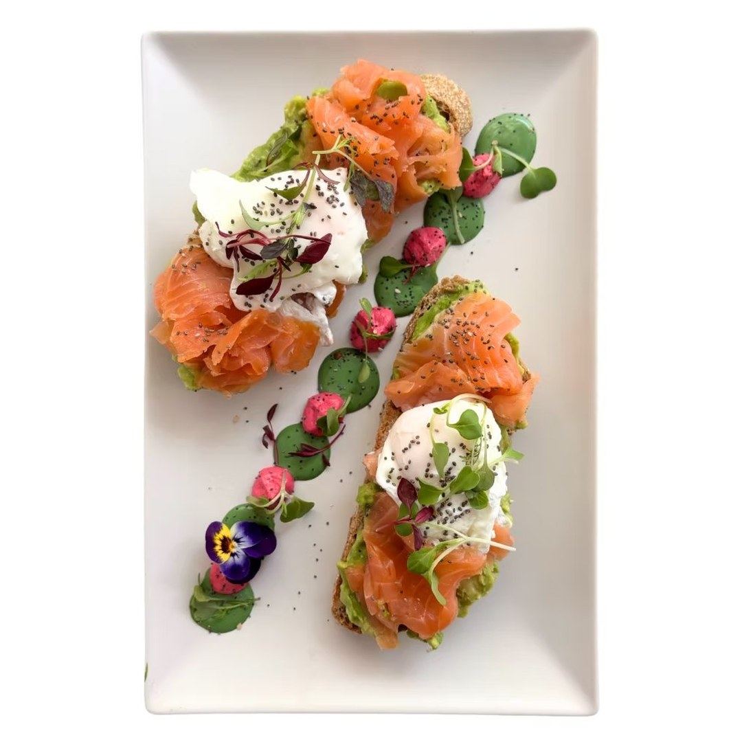 So-fish-ticated: poached eggs, smashed avocado and salmon on sourdough.